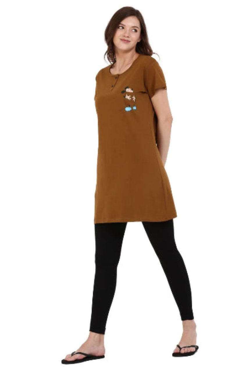 long t-shirt for women brown color